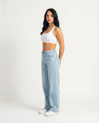 Smiltė laisvo kirpimo džinsinis audinys