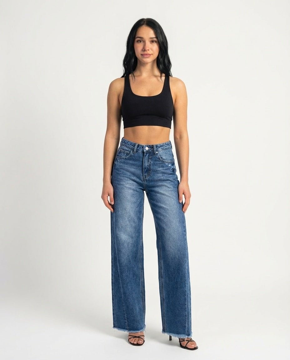 Neris plačių klešnių džinsinis audinys