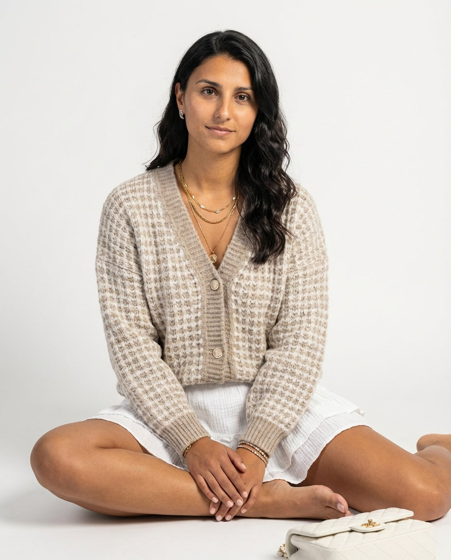 Megztinis rausvai gintarinis 