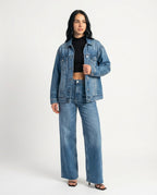 Neris plačių klešnių džinsinis audinys